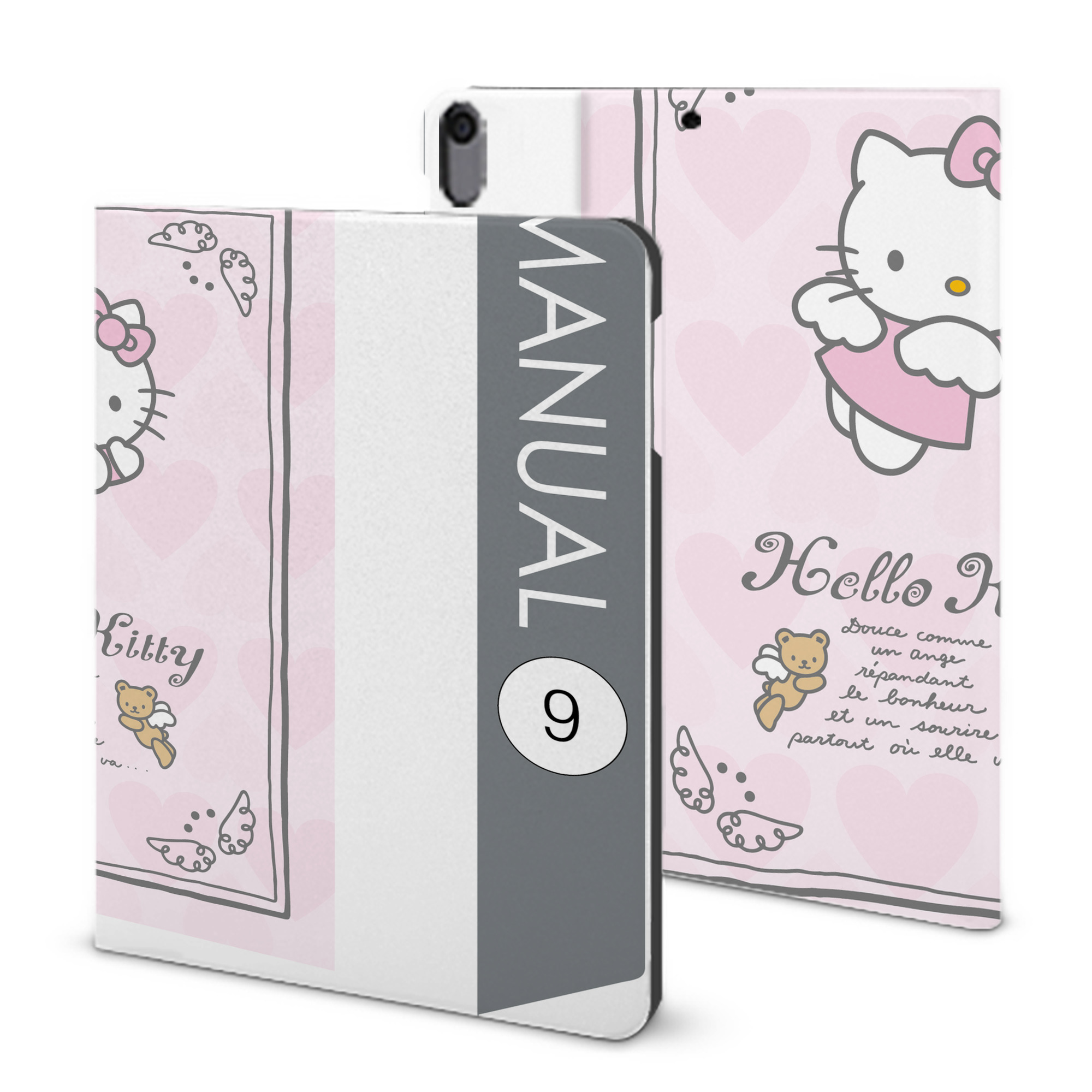 （画像用） Hello Kitty ハローキティ IPad ケース ブック型 PUレザー TPU 耐衝撃 軽量 薄型 ペン収納なし 全面保護 IPad 各モデル対応